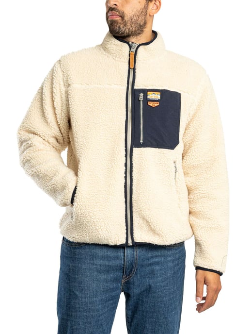Superdry Vintage Retro Fleecejack Met Volledige Ritssluiting, Beige - Image 1