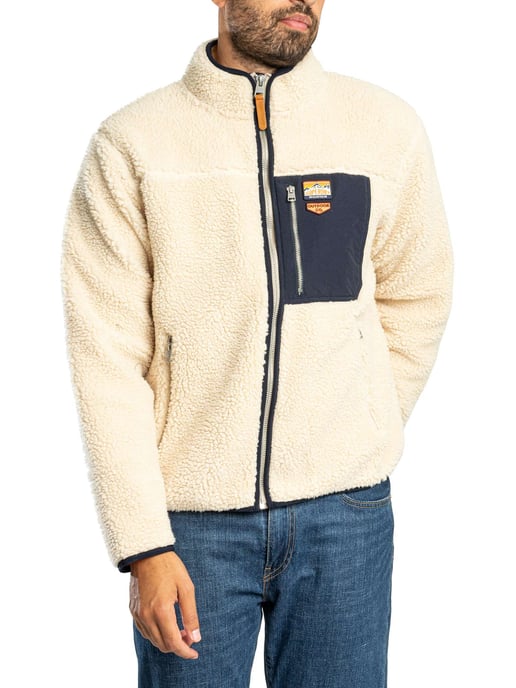 Superdry Vintage Retro Fleecejack Met Volledige Ritssluiting, Beige - Image 2