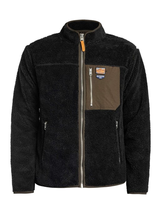 Superdry Vintage Retro Fleecejack Met Volledige Ritssluiting, Zwart - Image 6