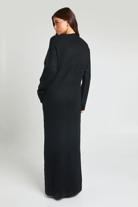 V Neck Long Sleeve Knitted Maxi Dress - Image 2