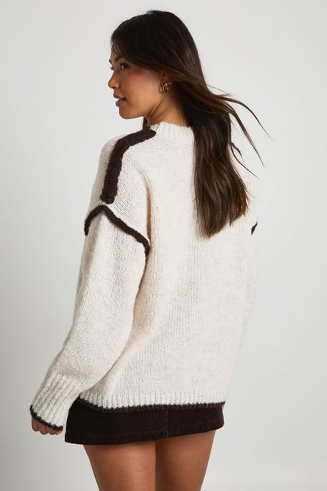 Asymmetric Hem Knitted Crew Neck Jumper - Image 2