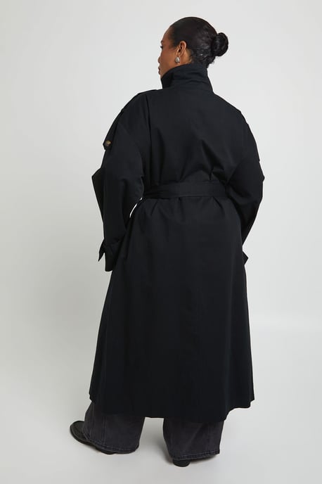 Plus Funnel Neck Double Breasted Trench - Image 2