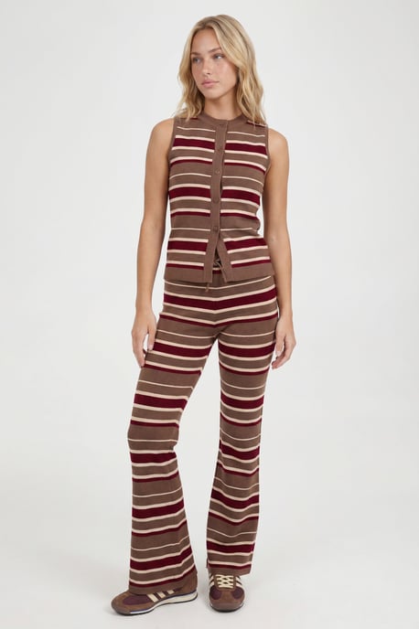 Stripe Waistcoat and Wide Leg Trouser Knitted Co-ord - Image 1