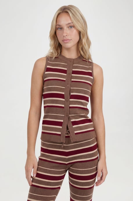 Stripe Waistcoat and Wide Leg Trouser Knitted Co-ord - Image 4