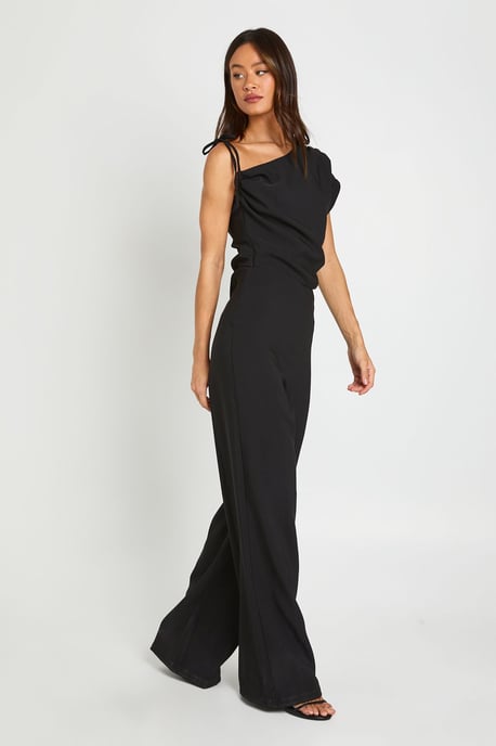 Tall Asymmetric Ruched Wide Leg Jumpsuit - Image 2