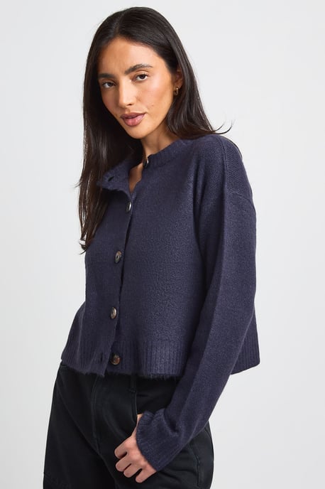 Crew Neck Soft Knit Knitted Cardigan and Wide Leg Trouser Co-Ord - Image 1