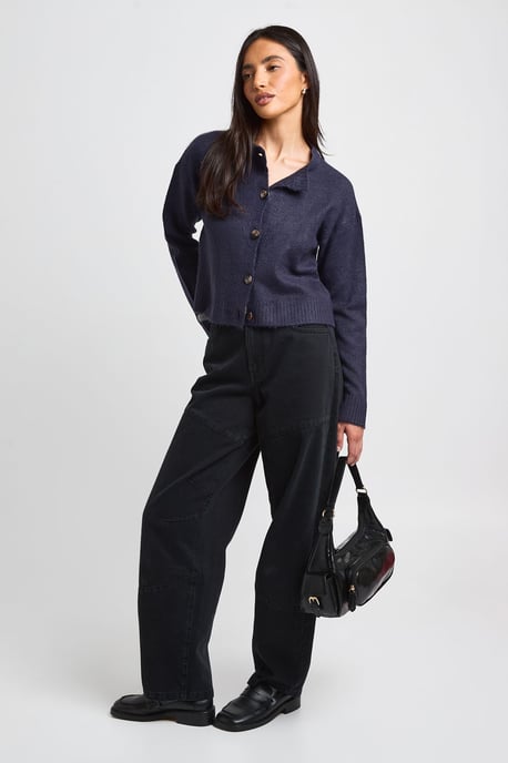Crew Neck Soft Knit Knitted Cardigan and Wide Leg Trouser Co-Ord - Image 3