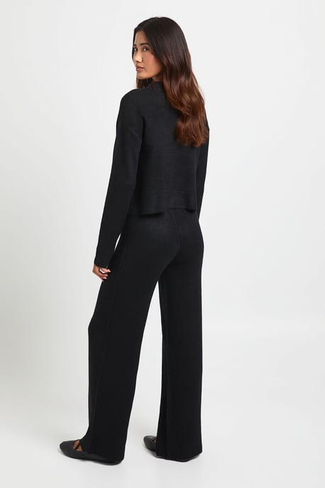 Crew Neck Soft Knit Knitted Cardigan and Wide Leg Trouser Co-Ord - Image 2