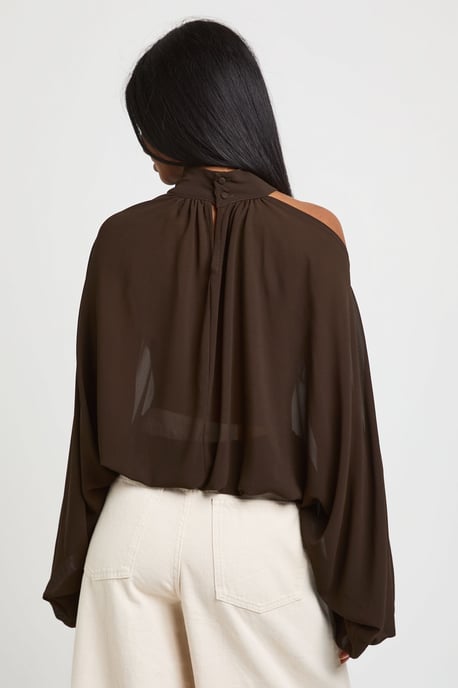 Trim Detail Cold Shoulder Blouse - Image 2