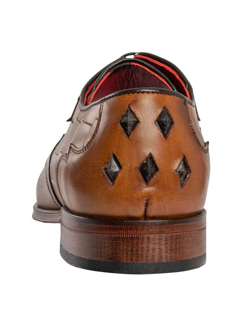 Jeffery West Croco L Leather Derby Shoes, Brown - Image 6