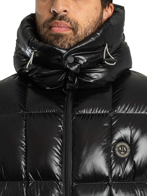 Armani Exchange Badge Puffer Jacket, Zwart - Image 5