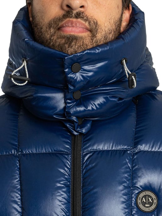 Armani Exchange Badge Puffer Jacket, Blauw - Image 5