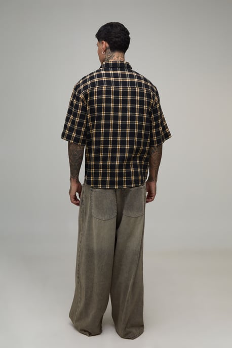 Tall Essential Oversized Curve Hem Flannel Half Sleeve Shirt - Image 2