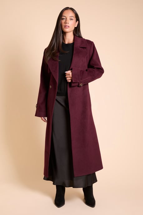 Wrap Double Breasted Belted Wool Look Coat - Image 2