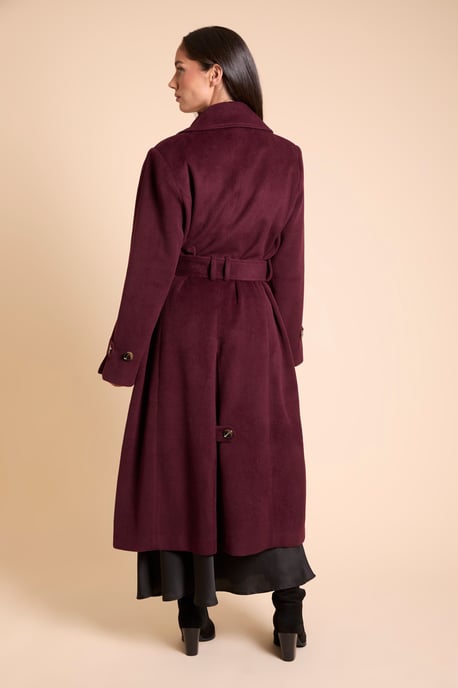 Wrap Double Breasted Belted Wool Look Coat - Image 3