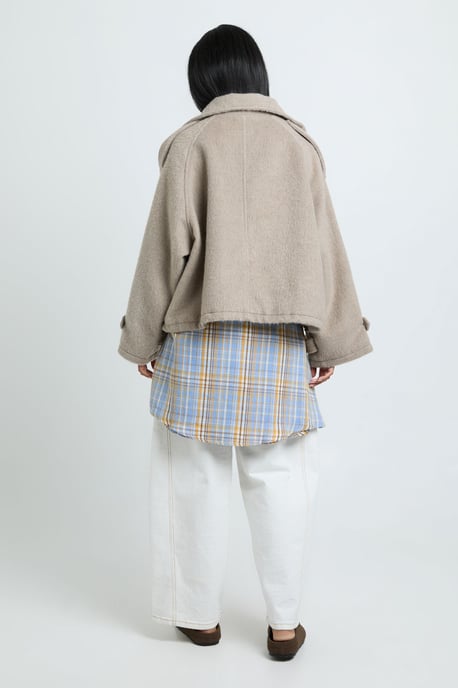 Funnel Neck Wool Look Jacket - Image 3