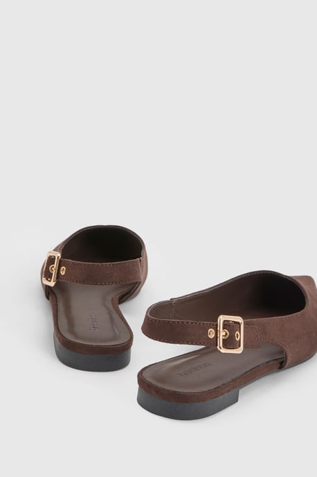 Faux Suede Slingback Pointed Ballet Flats - Image 4