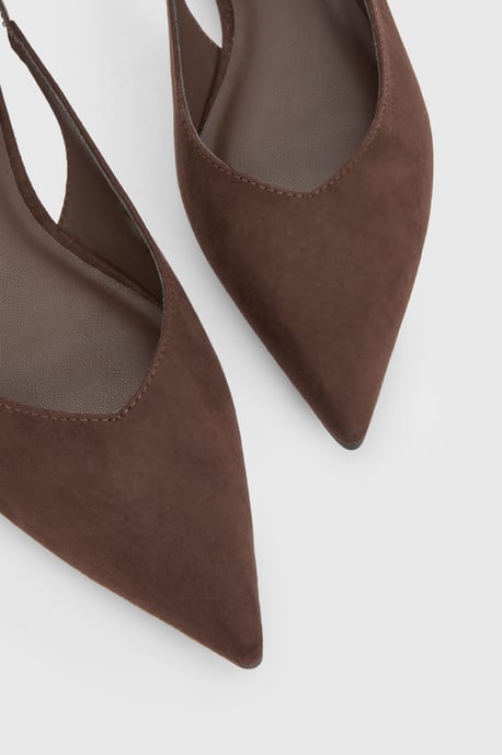 Faux Suede Slingback Pointed Ballet Flats - Image 5
