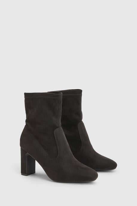 Wide Fit Faux Suede Block Heel Sock Boots - Image 3