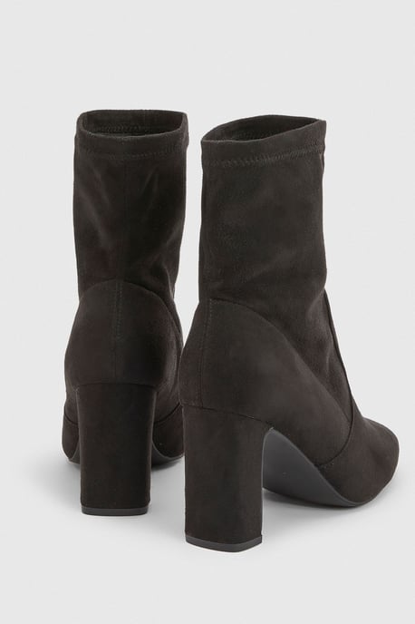Wide Fit Faux Suede Block Heel Sock Boots - Image 4