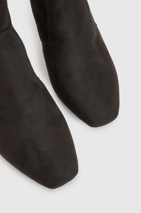 Wide Fit Faux Suede Block Heel Sock Boots - Image 5
