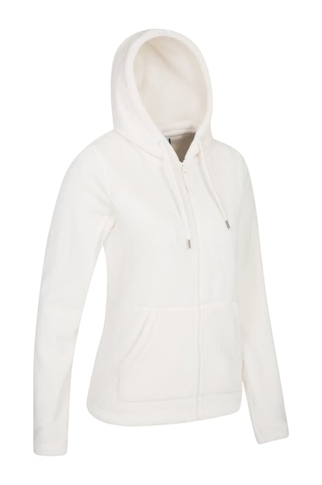 'Snaggle' Women's Hooded Fleece Jacket Everyday Winter Coat Cream - Image 5
