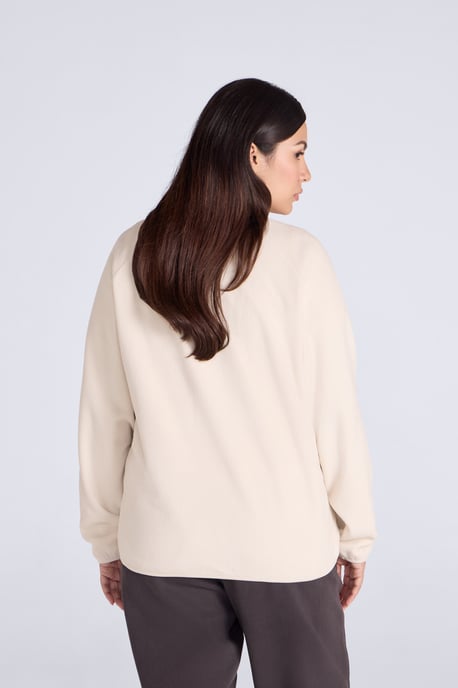 'Stockholm' Women's Fleece Jacket Half Zip Warm Cosy Sweater Cream - Image 4