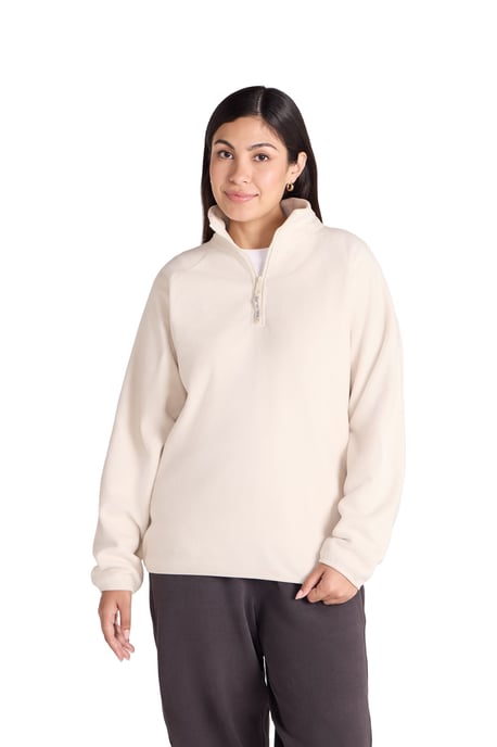 'Stockholm' Women's Fleece Jacket Half Zip Warm Cosy Sweater Cream - Image 5
