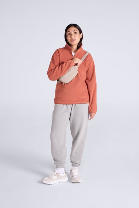'Stockholm' Women's Fleece Jacket Half Zip Warm Cosy Sweater Rust - Image 2