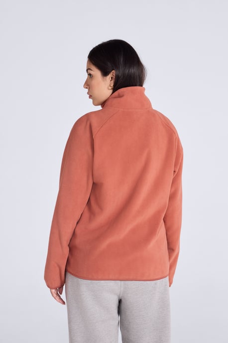 'Stockholm' Women's Fleece Jacket Half Zip Warm Cosy Sweater Rust - Image 4