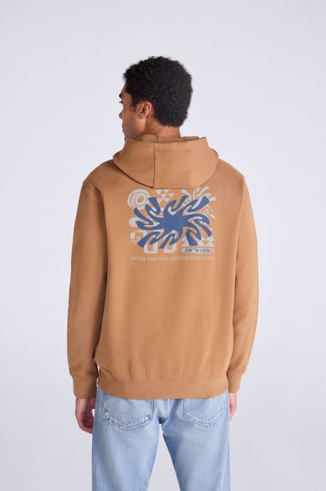 'River' Men's Hoodie Drawcord Adjustable Hood Cosy Pullover Tan - Image 2