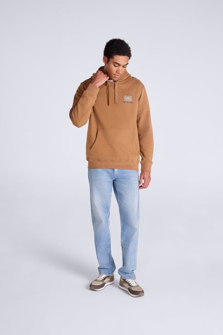 'River' Men's Hoodie Drawcord Adjustable Hood Cosy Pullover Tan - Image 3