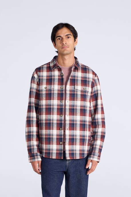 'Seth' Men's Fleece Bonded Shacket Comfy Warm Jacket Dark Blue - Image 1