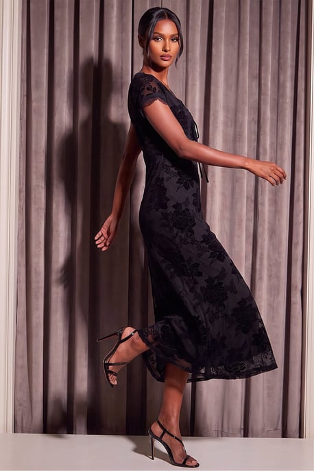 Flocked Midi Dress - Image 2