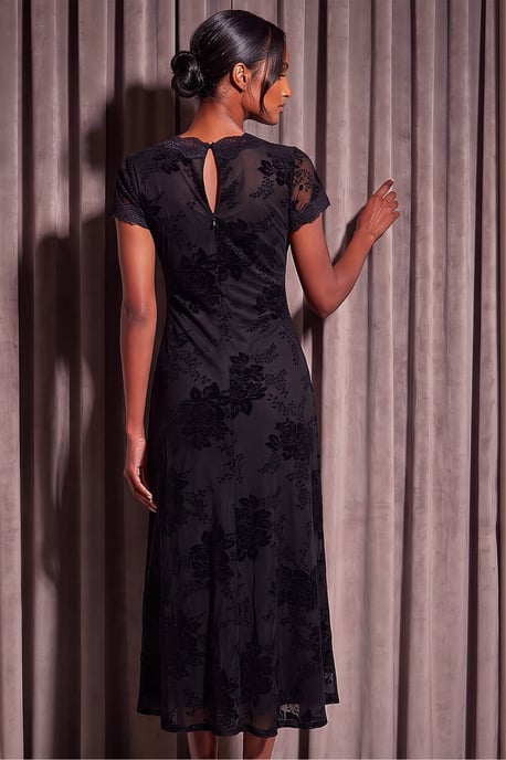 Flocked Midi Dress - Image 3