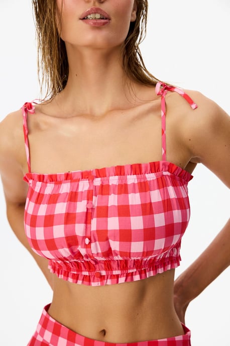 Ester Gingham Patterned Bikini Top - Image 3