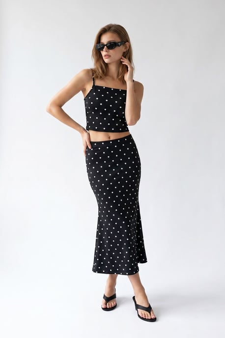 Women's High Waist Polka Dot Two-Piece Coord - Image 1