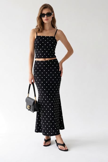 Women's High Waist Polka Dot Two-Piece Coord - Image 3
