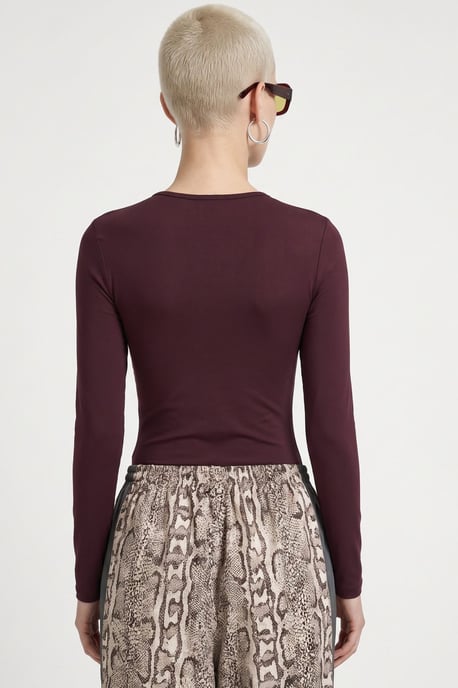 Slim Fit Crew Neck Long Sleeve Blouse - Image 3