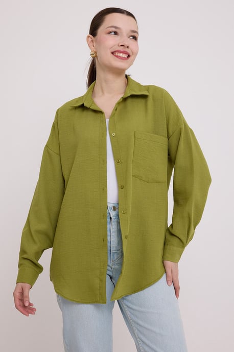 Linnen Gemixt Shirt met Knopen Sluiting - Image 3
