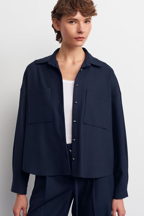 Overmatige Crepe Knoopsluiting Shirt - Image 3
