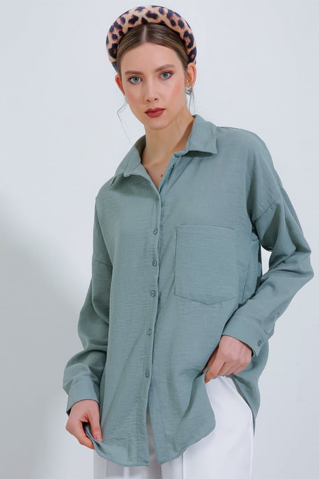 Linnen Gemixt Shirt met Knopen Sluiting - Image 2