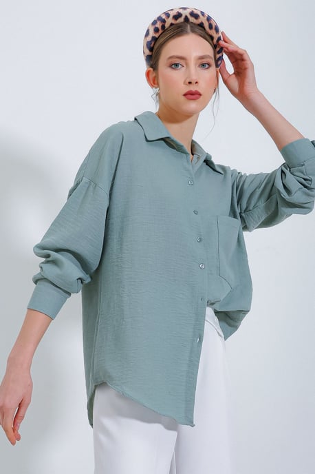 Linnen Gemixt Shirt met Knopen Sluiting - Image 3