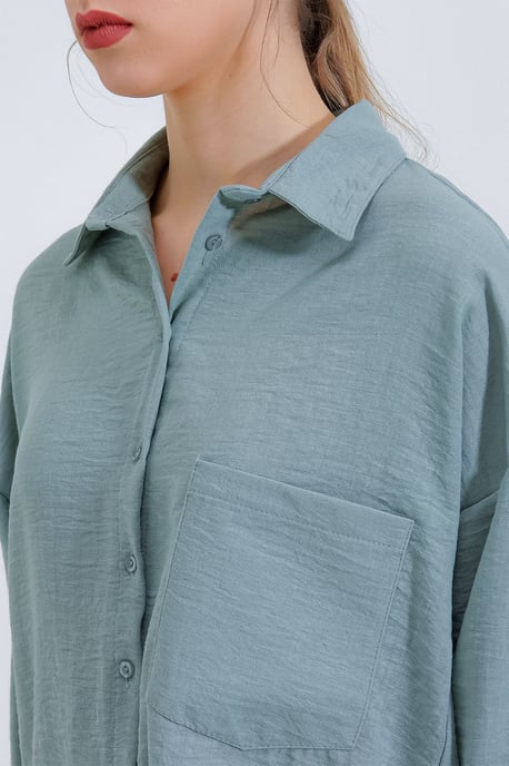 Linnen Gemixt Shirt met Knopen Sluiting - Image 5