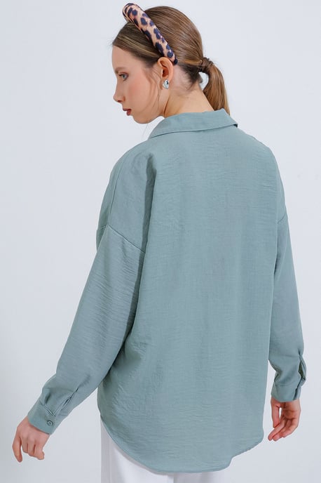 Linnen Gemixt Shirt met Knopen Sluiting - Image 6
