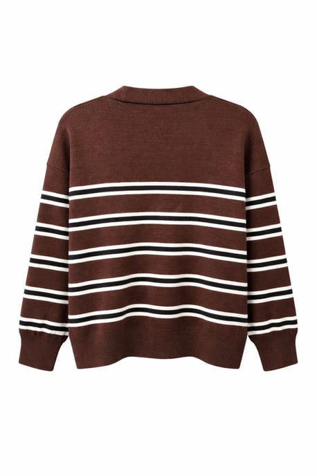 Women's Striped V-Neck Cardigan - Image 3