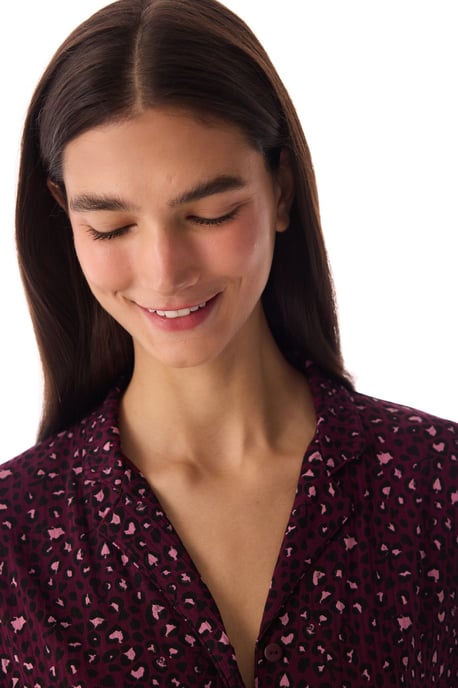 Luipaard Geribbelde Korte Mouwen Shirt Broek Pyjama Set - Image 3