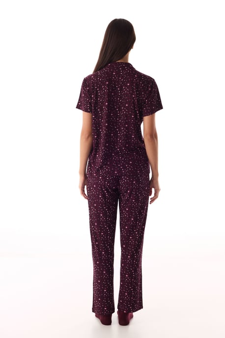 Luipaard Geribbelde Korte Mouwen Shirt Broek Pyjama Set - Image 4