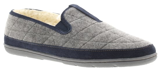Clarks Mens Moccasin Slippers Plush Fleece Lining Karis Tait Slip On grey navy - Image 1