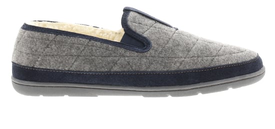 Clarks Mens Moccasin Slippers Plush Fleece Lining Karis Tait Slip On grey navy - Image 2